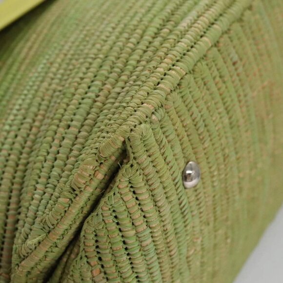 Salvatore Ferragamo Sofia Gancini Hand Bag Straw Leather 2way Green Auth 103207V - Picture 9 of 16